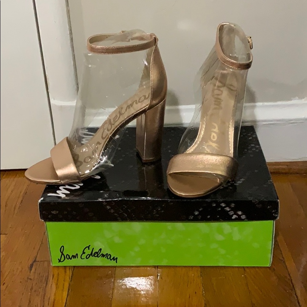Sam Edelman Yaro Heels Metallic Rose Gold NIB